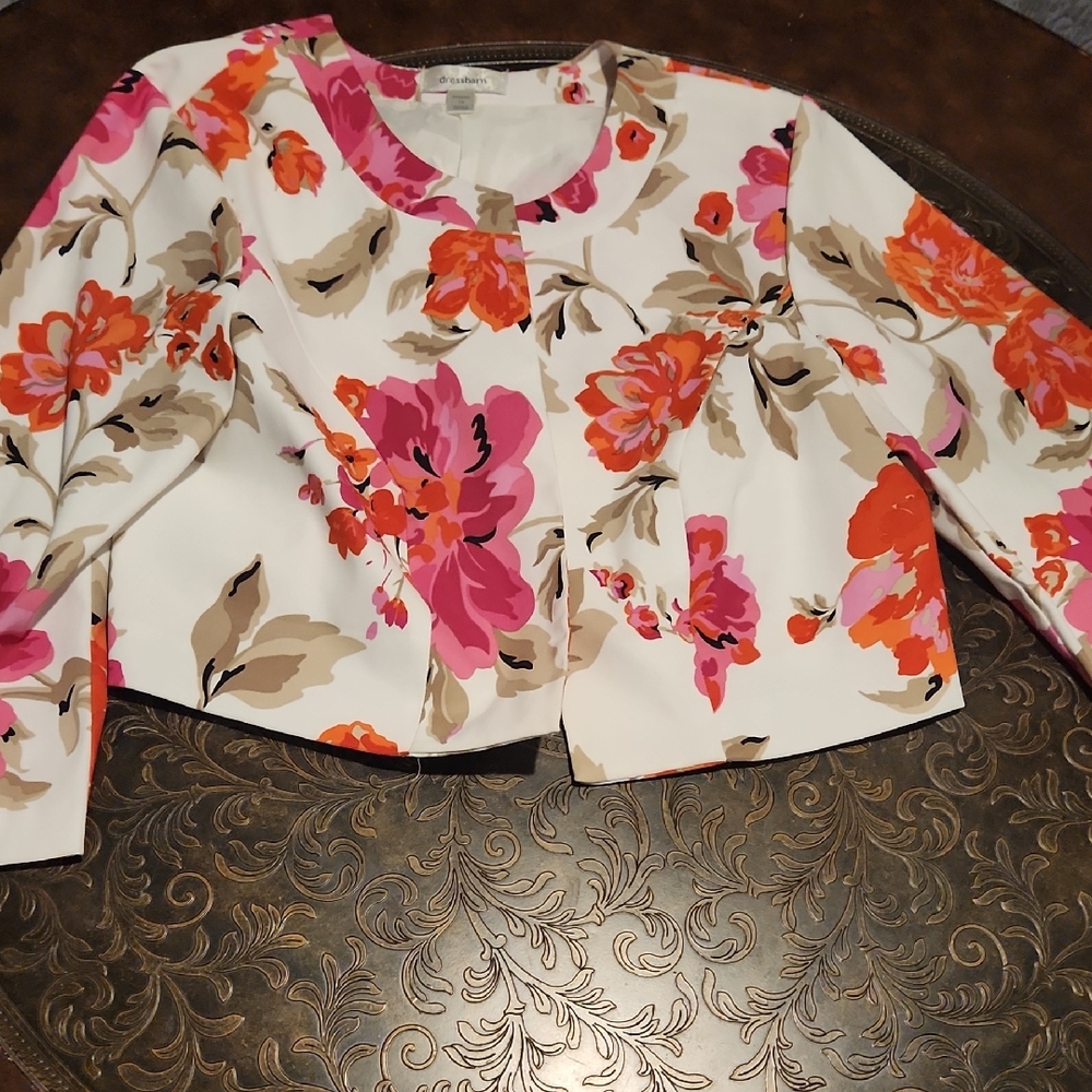 Dressbarn Floral Jacket with Pink and Cream